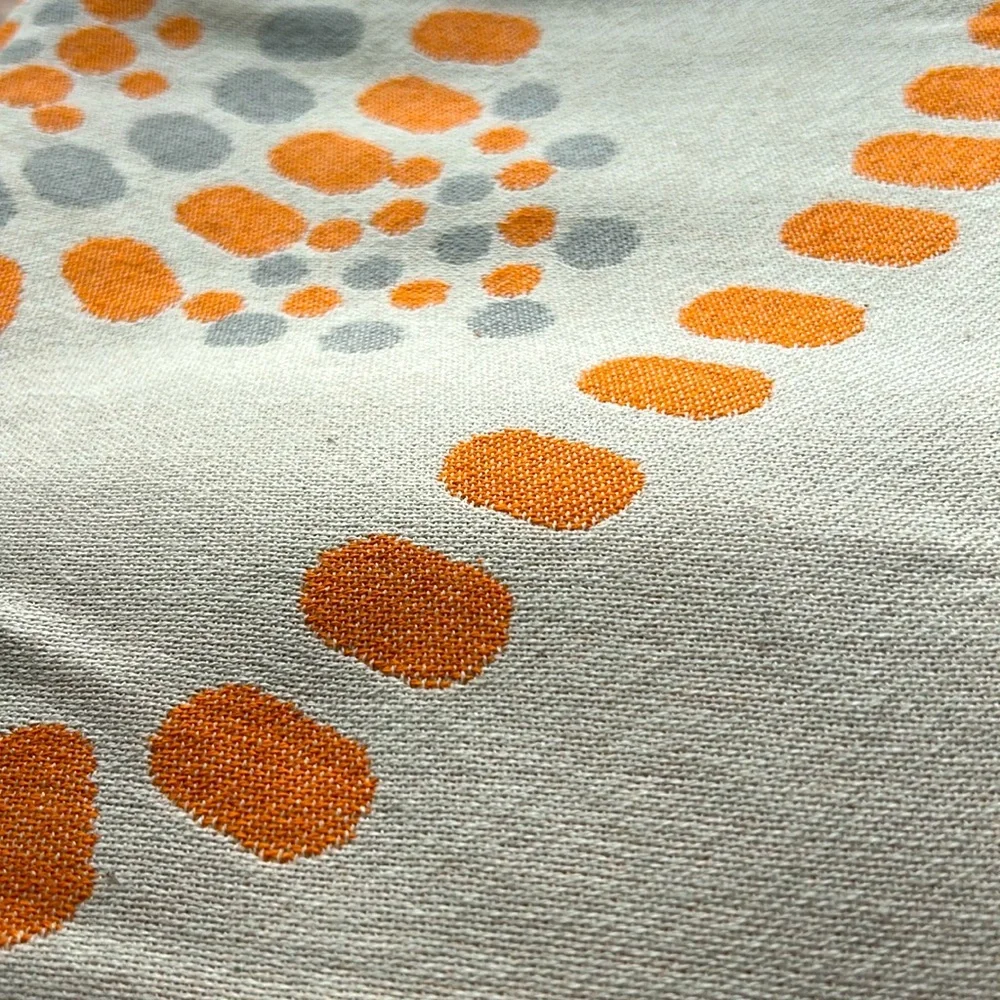 Mandala Tapestry Organic Blanket Loom Weave Tangerine Gray White FLiPSiDE 2 Side